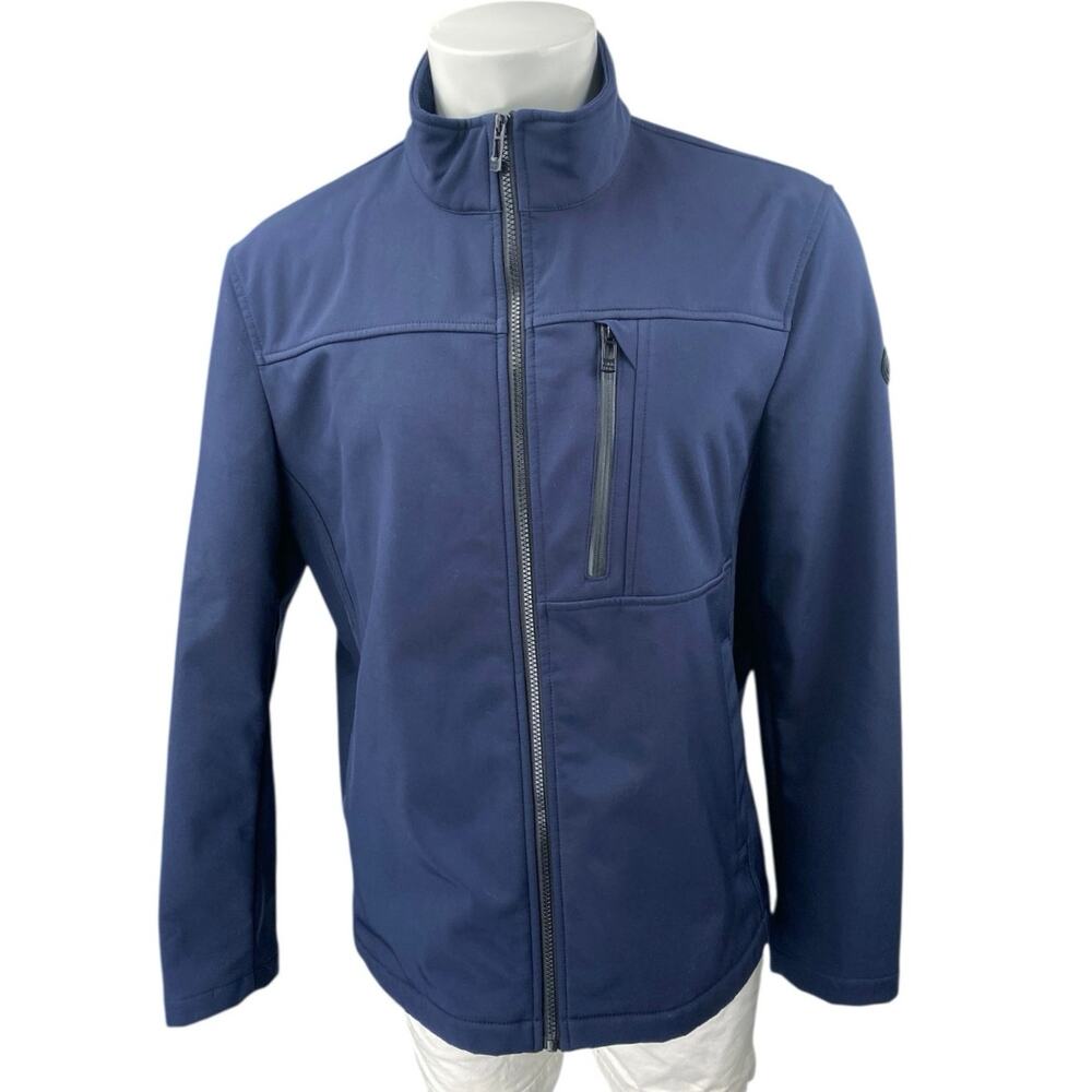 Calvin Klein Men's Blue Zip Up Long Sleeve Water Resistant Rain Coat Jacket Sz L